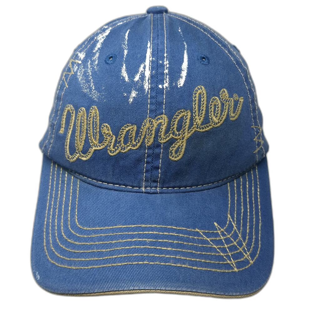 Wrangler Baseball Cap Blue One Size Hat Since 1947 Distressed Splatter Graphic